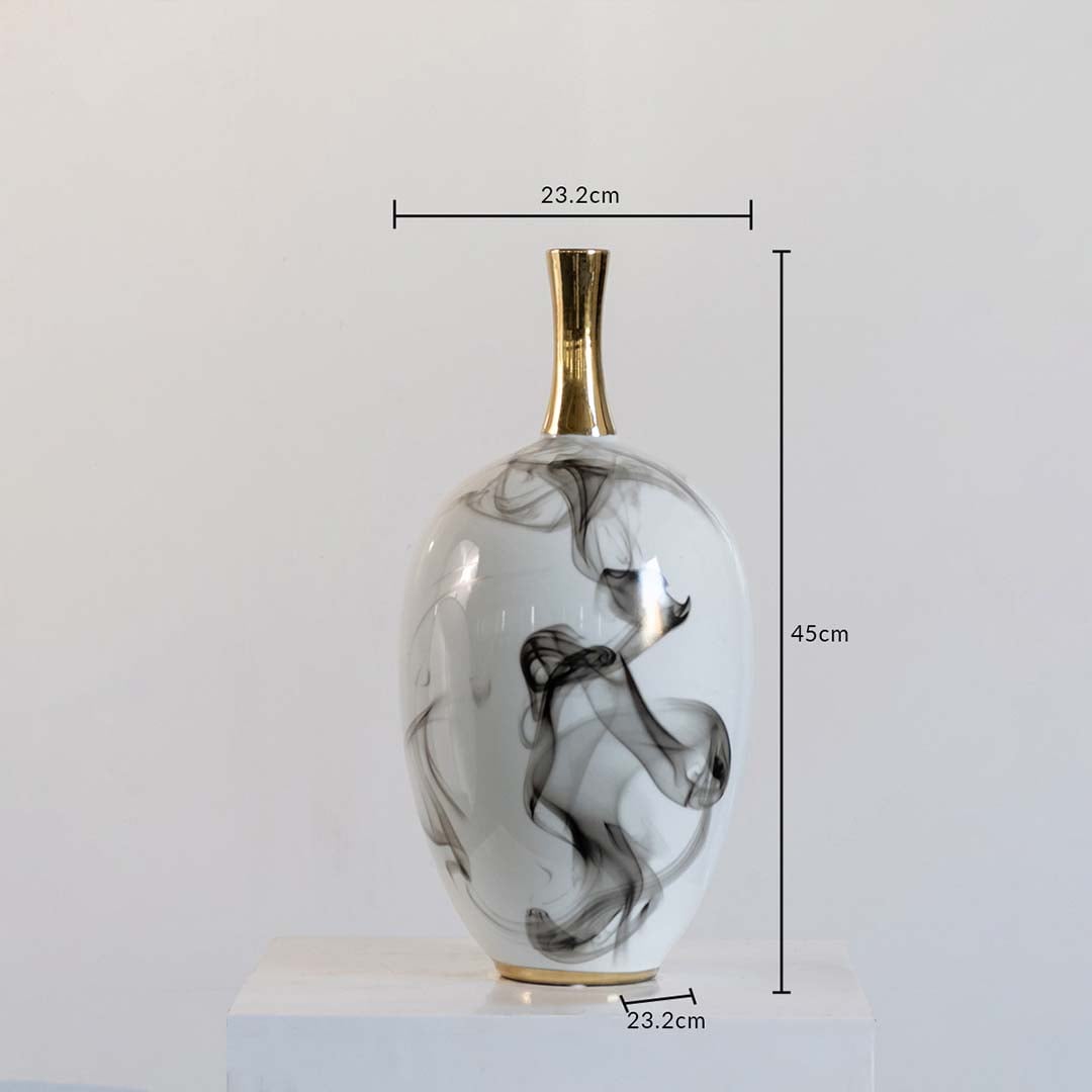 White ceramic jar with grey equestrian artwork shown in a closeup view showing soft handpainted lines elegant texture and modern equestrian décor perfect for minimal luxury styling.