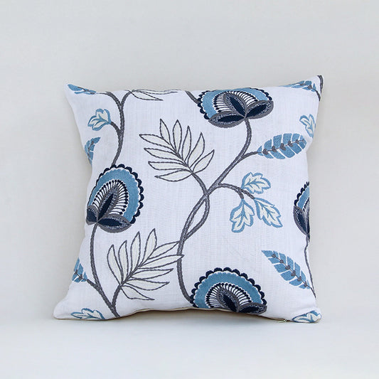 Aqua Bluechic Embroidered Cushion Cover