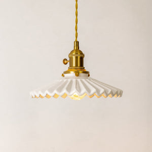 Berkshire Pleated Ceramic Pendant Lamp - Saucer
