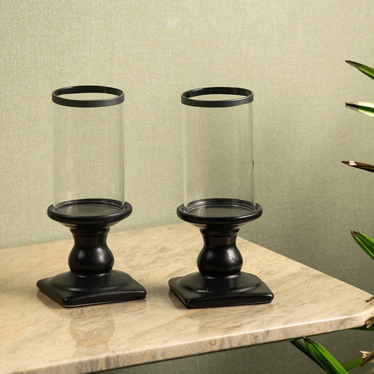 Black Retro Candle Holder Set of 2