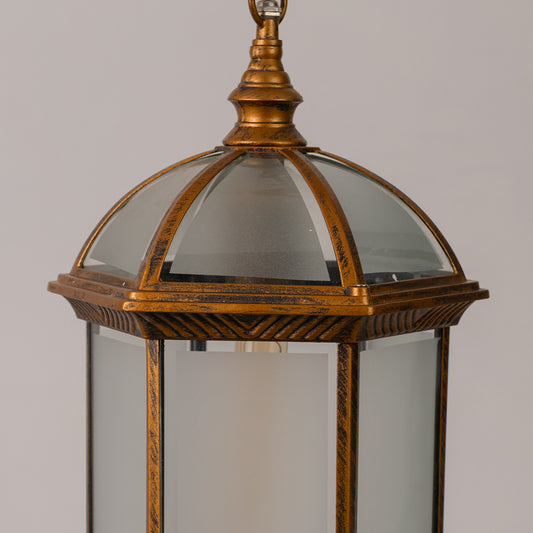 Calvino Arched Outdoor Hanging Lamp - Frosted Glass Bronze