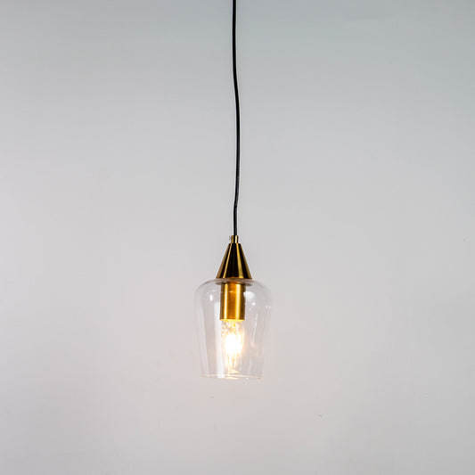 Clear Gold Glass & Metal Pendant Light