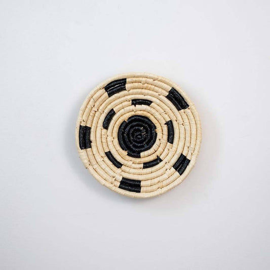 Coastline Charm Handwoven Sabai Grass Hanging Wall Basket Small - Beige & Black