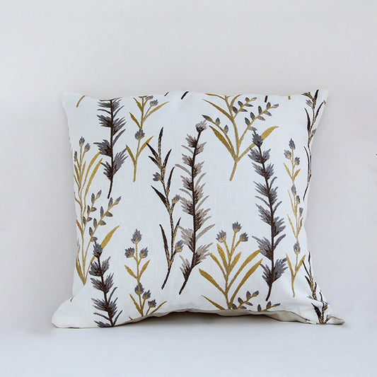 Colourfully Embroidered Leafy Cushion Cover - Cotton