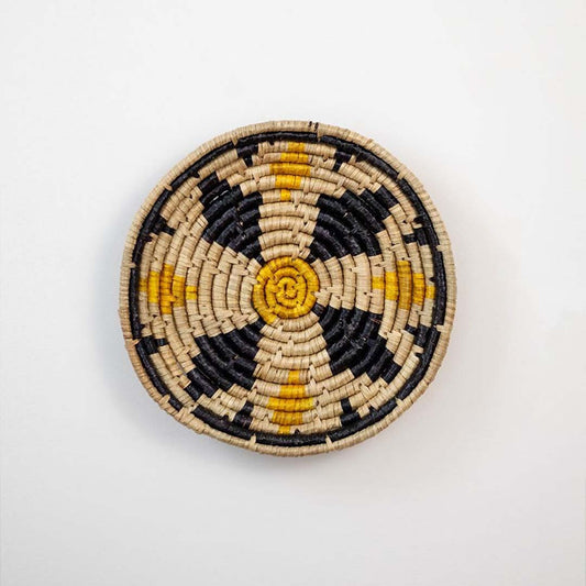 Continental Bliss Handwoven Sabai Grass Hanging Wall Basket - Black & Yellow