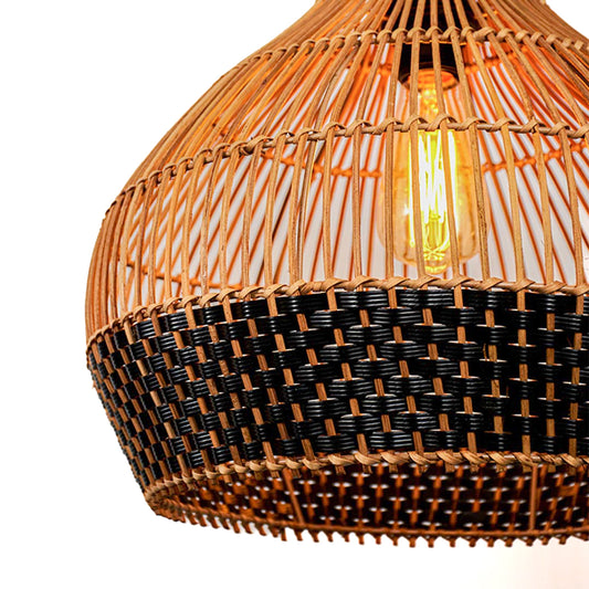 Cupola Rattan Hanging Lamp - Black & Beige
