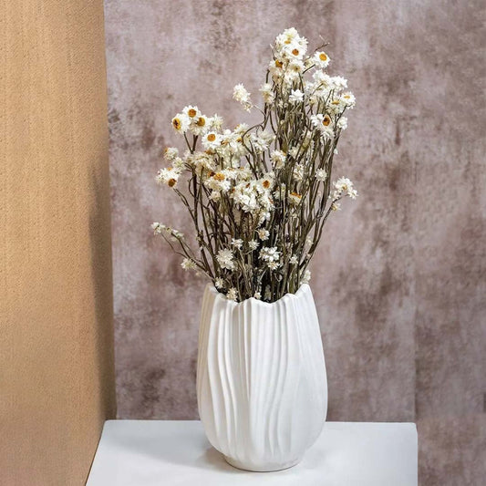 Natural dried green stem flowers styled for rustic home decor adding organic texture and soft botanical detail.