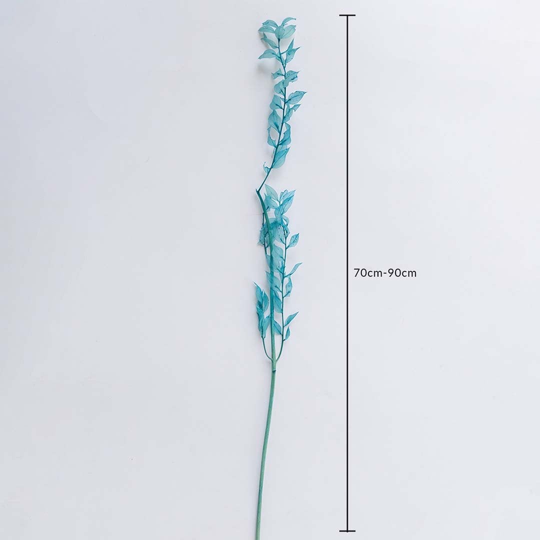 Preserved turquoise foliage stem 70 to 90 cm tall with delicate leaves ideal for vases floral decoration and interior styling.
