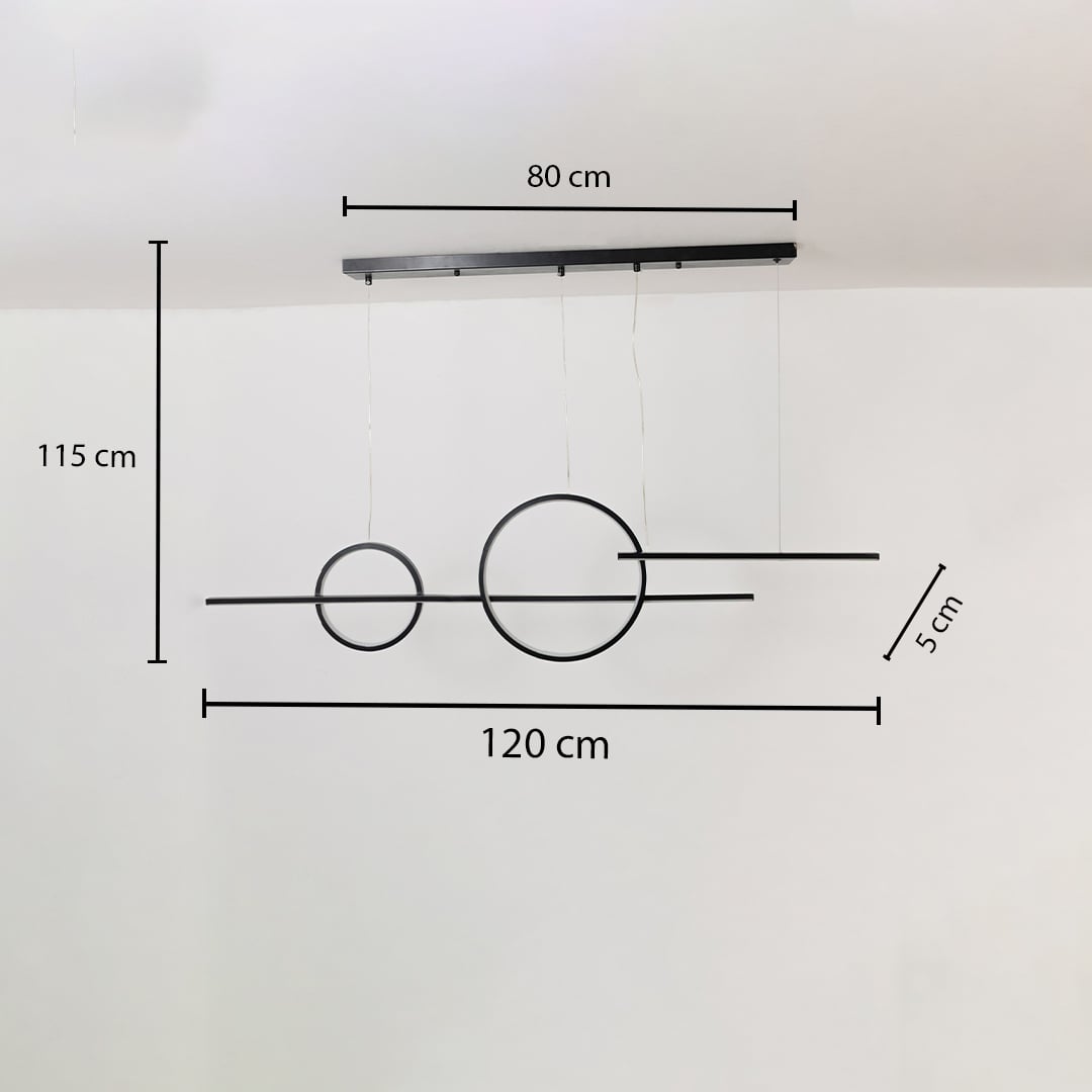 Chandelier dimensions displayed on a white background showing width height and ring size for a clear understanding of overall measurements.