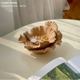 Flowy Coral Ceramic Bowl - Beige