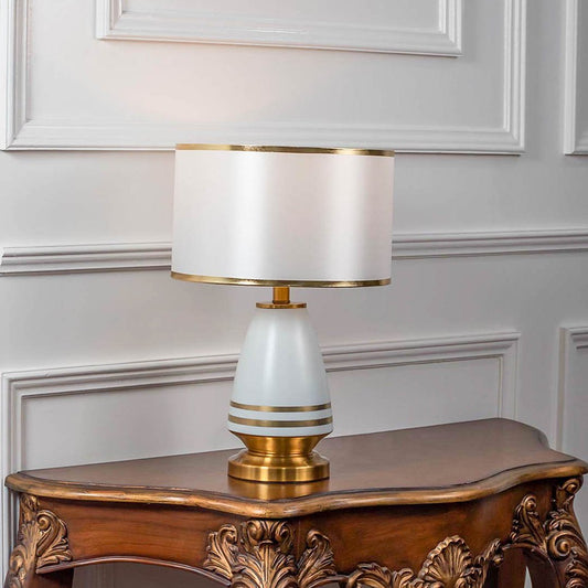 Geo Accent Table Lamp - Gold & White