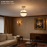 Globo Semi Flush Ceiling Light - Gold