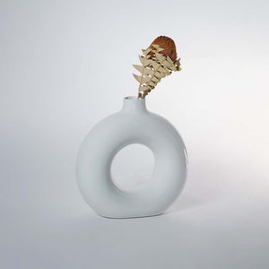 Glossy White Ceramic Donut Vase - Large - Open Box