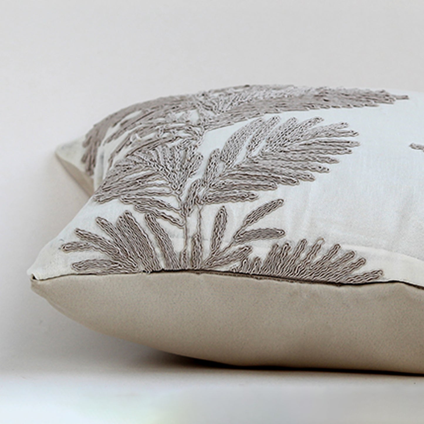 Golden Embroidered Cotton Cushion Cover