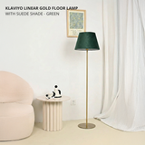 Klaviyo Linear Gold Floor Lamp with Suede Shade - Green