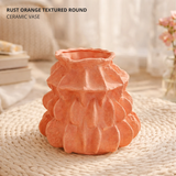 Rust Orange Textured Round Ceramic Vase