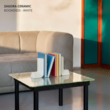 Zagora Ceramic Bookends - White