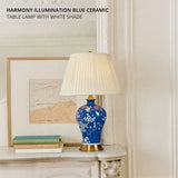 Harmony Illumination Blue Ceramic Table Lamp with White Shade