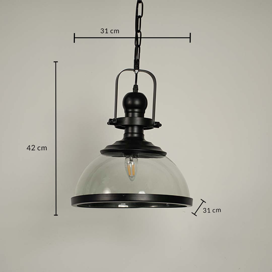Industrial Retro Pendant Light Glass Shade Dimensions