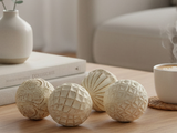 Kallos Decorative Set of 4 Terracotta Orbs - Ivory