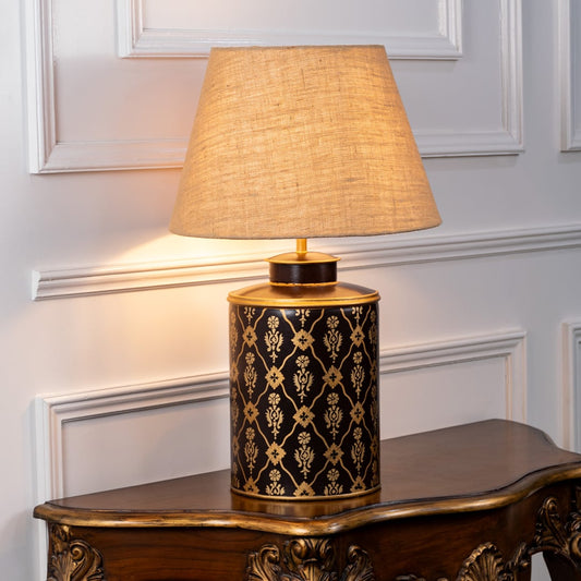 Kupe Kilim patterned light on white background with light on displaying geometric design warm illumination and artistic interior presence.