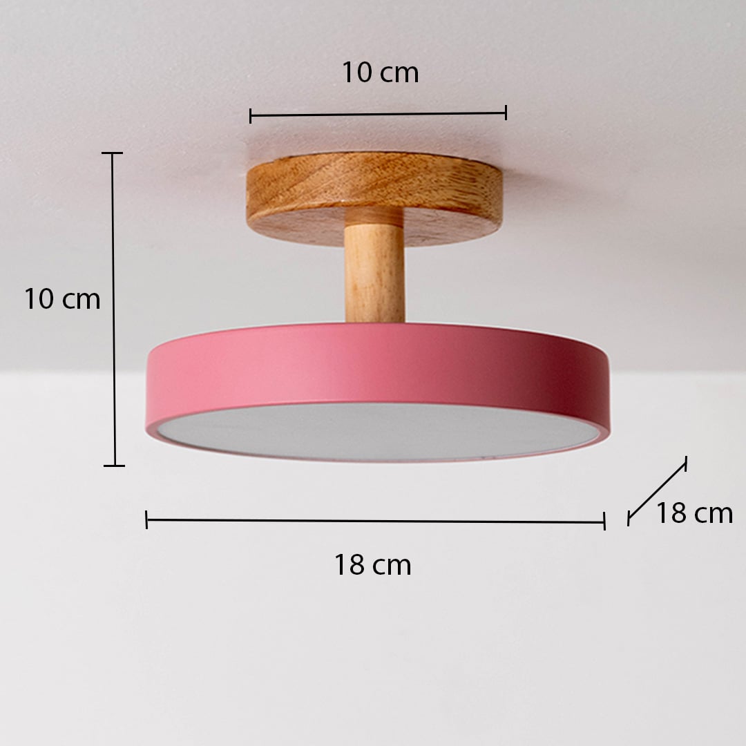 Ceiling light with dimensions showing 10 cm height 18 cm width and 18 cm depth giving a clear view of its overall size.