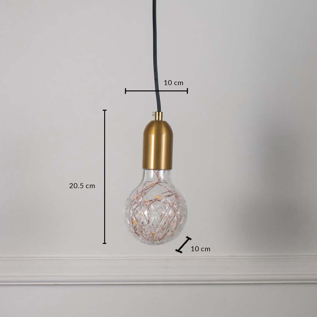 Crystal cut glass pendant light with golden holder measured 20.5x10 cm modern decorative ceiling lamp for bedroom and dining room.