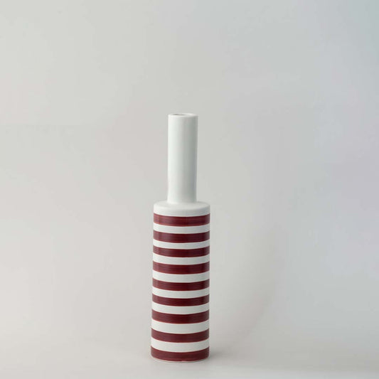 Noak Striped Ceramic Vase - Red & White
