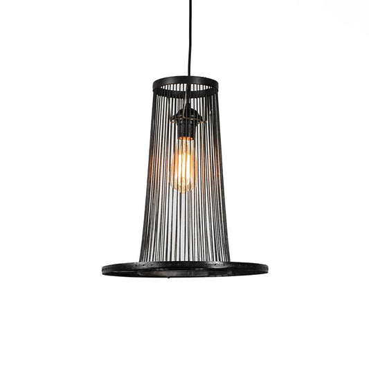 Oval Topped Bamboo Pendant - Black