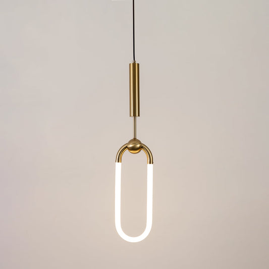 Platone Oval Hanging Light Gold light on white background