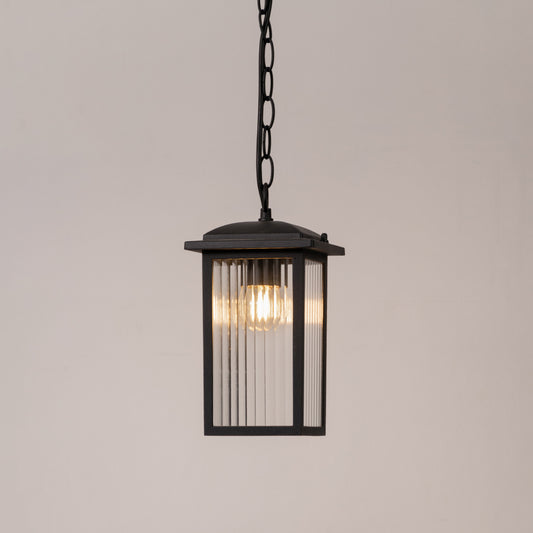 Retro Rectangular Outdoor Hanging Light - Black