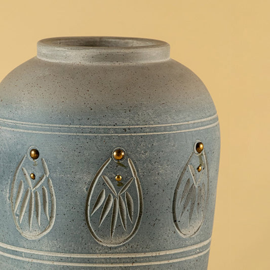 sky stone terracotta vase small closeup 1