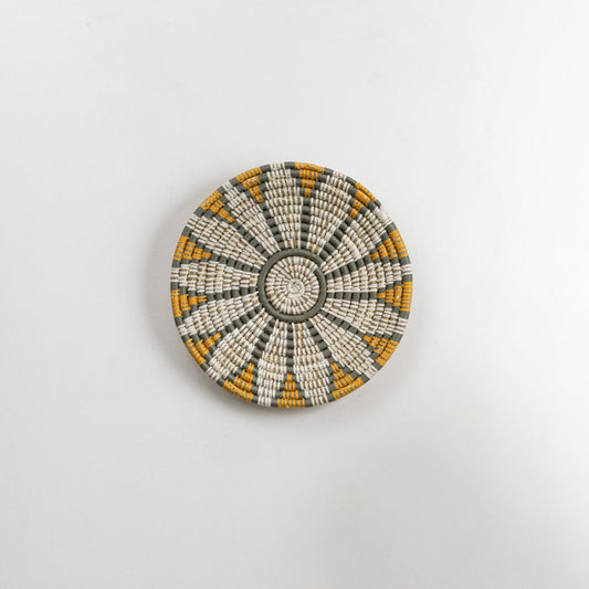White decorative wall plate with gold floral mandala pattern for elegant wall styling and luxury home decor.