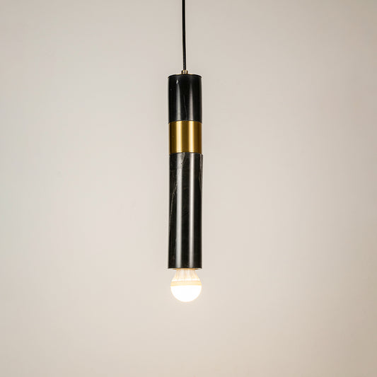 Trapezoid Marble Hanging Light - Black & Gold