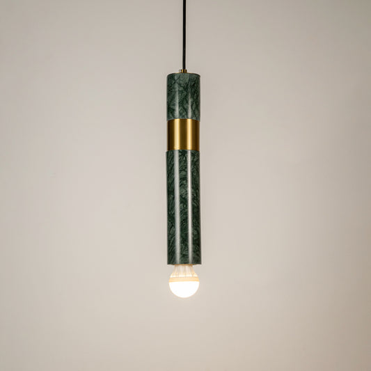 Trapezoid Marble Hanging Light - Green & Gold