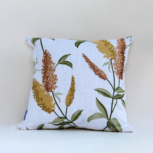 Whitish Yellow Embroidered Designer Cushion Cover