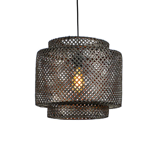 Woven Sunbeam Bamboo Light - Black