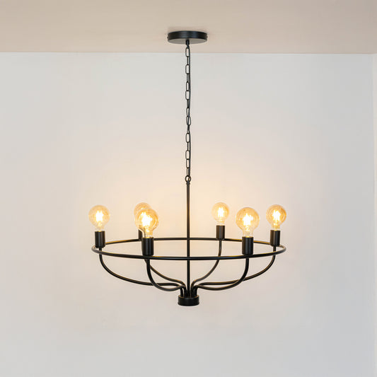 Aiwen 6-Light Industrial Chandelier - Black