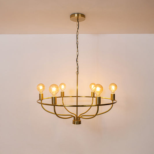 Aiwen 6-Light Industrial Chandelier - Gold