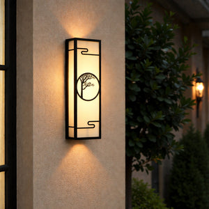 Asian Bonsai Outdoor Wall Mount Sconce
