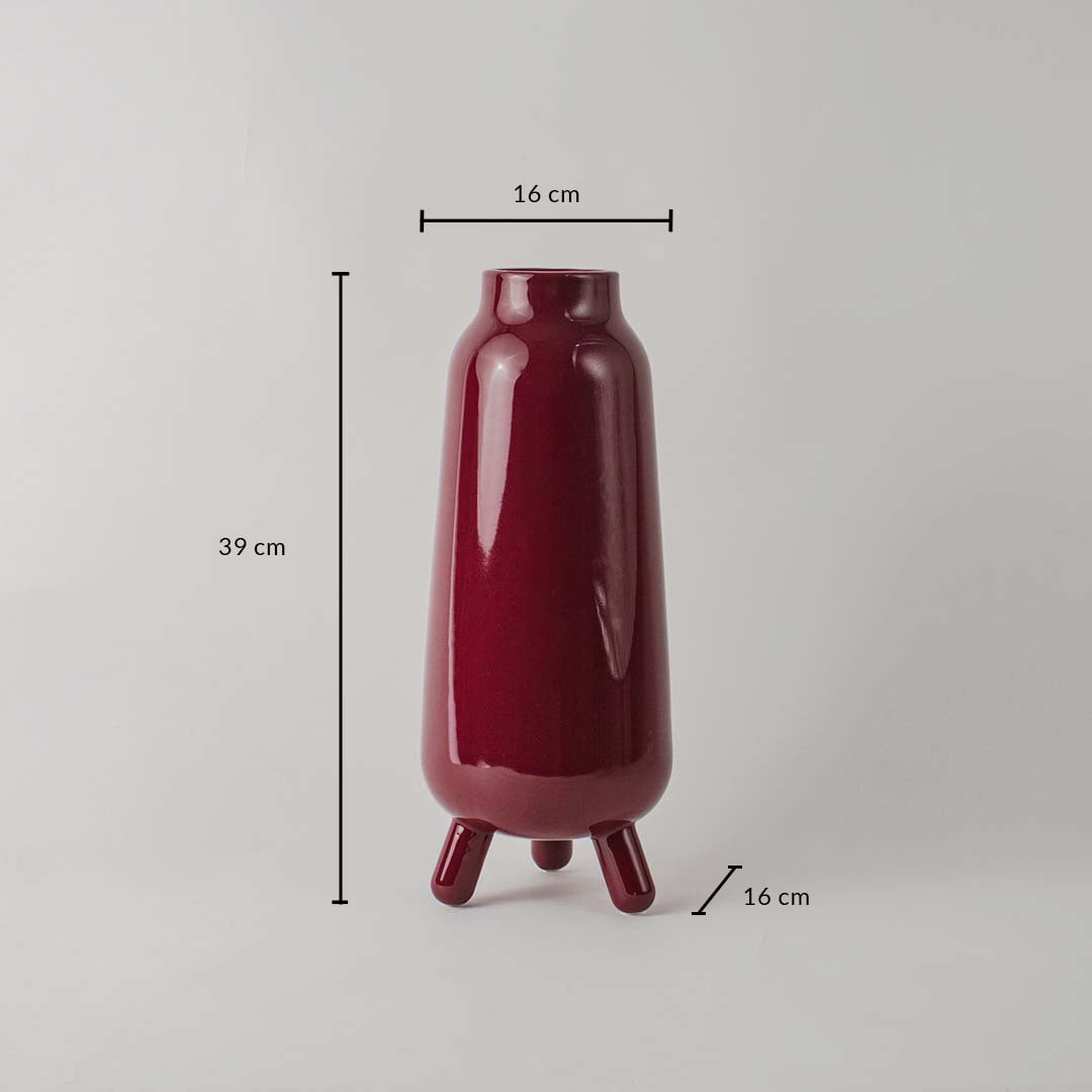 Ceramic decorative vase measuring 39 cm height and 16 cm width designed for tabletop shelf and floor decor placement.