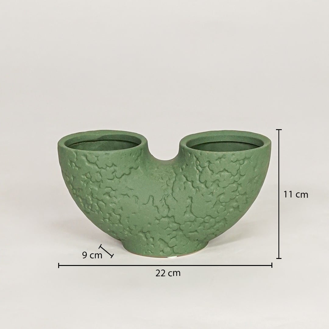 bandsaw textured ceramic vase green dimensions