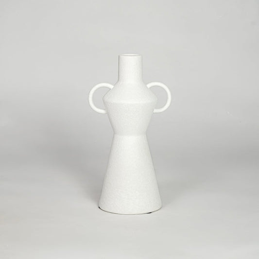 Modern white ceramic decorative vase isolated on clean background stylish large flower vase for home decor use.