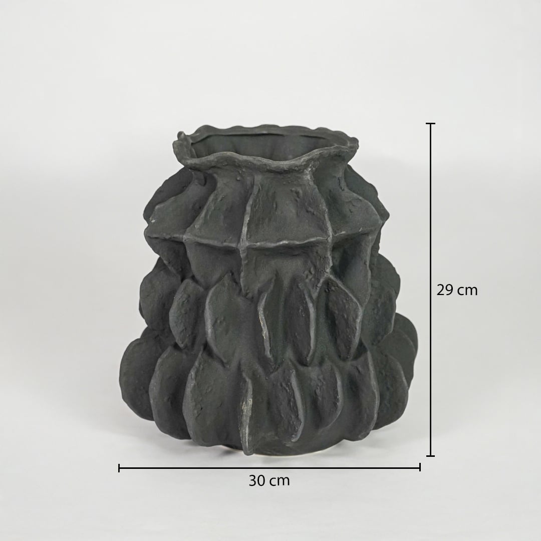 black textured round ceramic vase dimensions