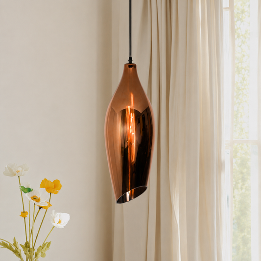 Brilliance Beam Glass Hanging Pendant Light - Metallic Red