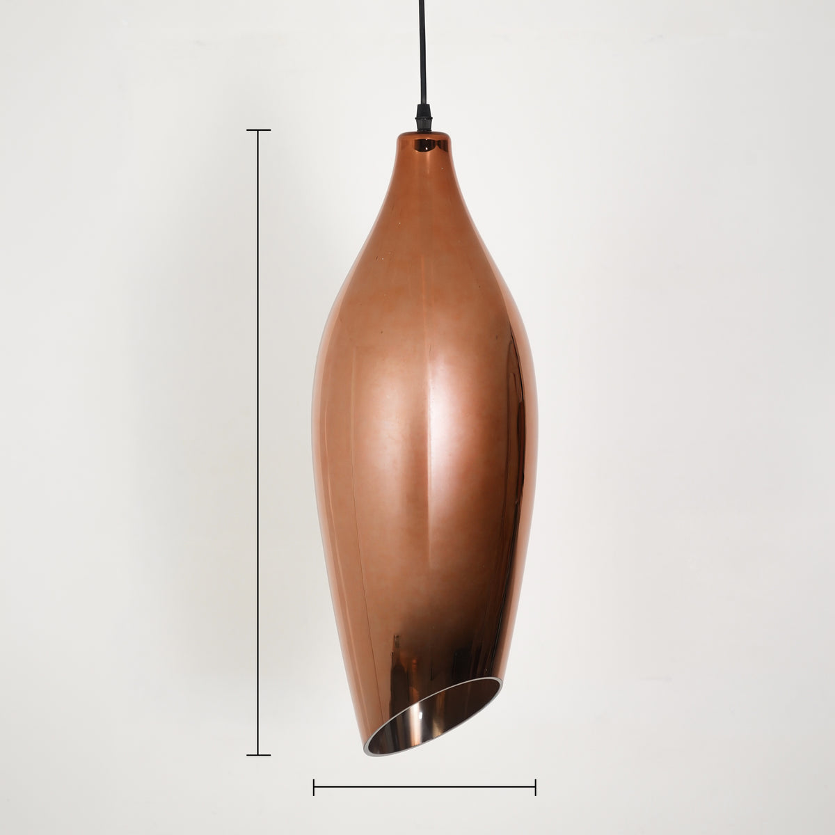 Dimension image of metallic red brilliance beam glass hanging pendant light for elegant dining room decor styling with accurate details.