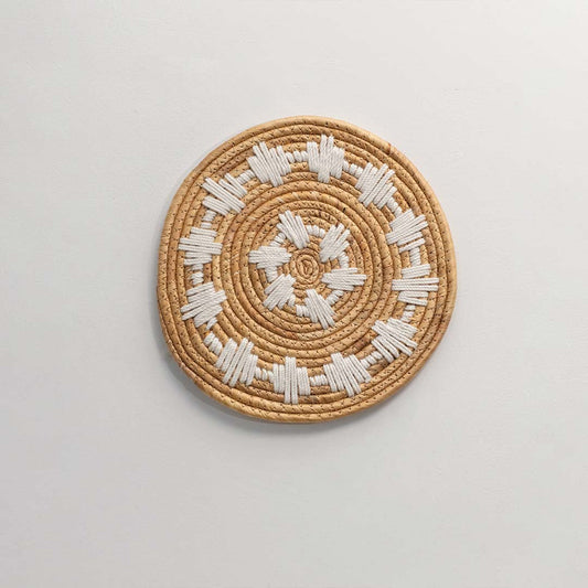 Natural carved wooden wall decor with floral star design for elegant wall styling and contemporary home decor.