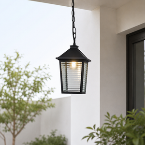 Carson Ribbed Glass Outdoor Hanging Light