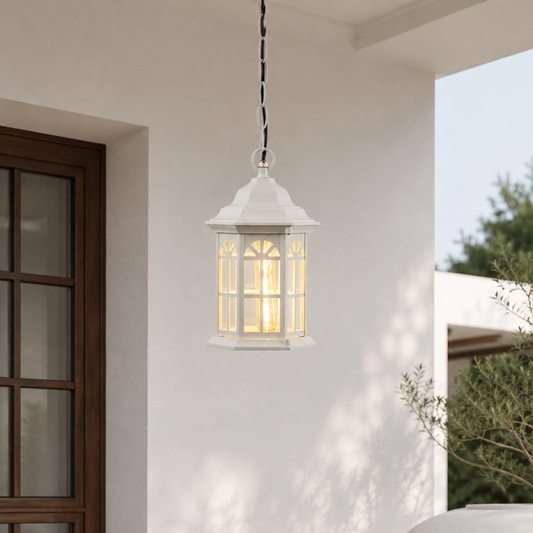Castle Outdoor Hanging Light - White