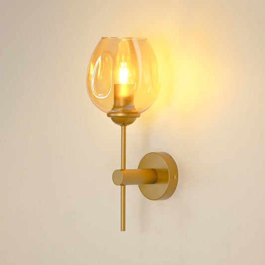 Champagne Halogen Round Shade Golden Wall Lamp